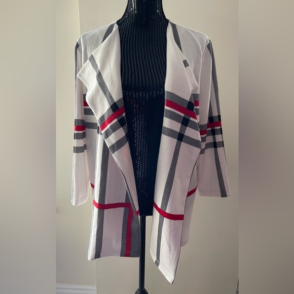 Joseph Ribkoff Open Checkered Cover Up Jacket Size 16 - Picture 2 of 12